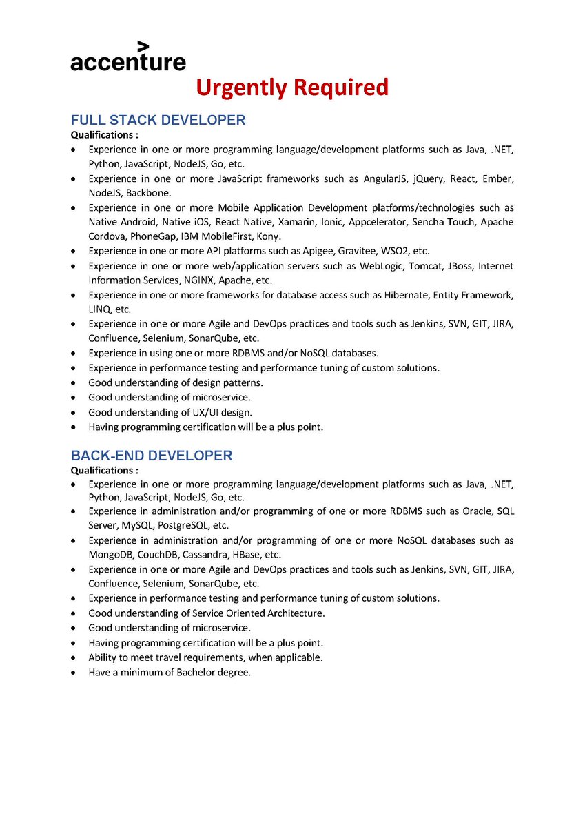 PT. Accenture membuka beberapa lowongan dan bagi yang berminat kirim email ke CRC!