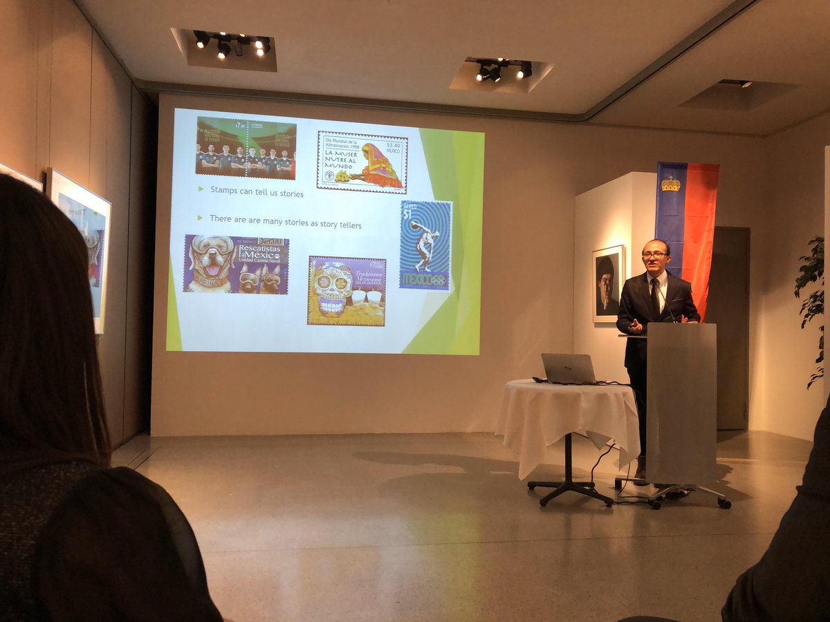 RedGlobalMxCHFL's tweet photo. Vernissage der Ausstellung #ColoresdeMéxico im #Postmuseum in #Vaduz #Liechtenstein. 200 #Briefmarken, die ein Teil der reiche Geschichte Mexikos erzählen, können ab jetzt bewundert werden! @CeJaber @CorreosdeMexico #Philatelie #Mexiko #Mexico #Landesmuseum https://t.co/4Cu5qzigJk