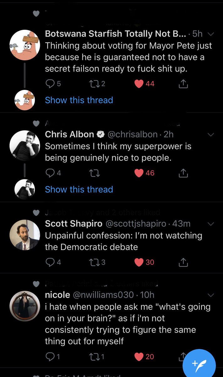 Four likes in a row on twitter