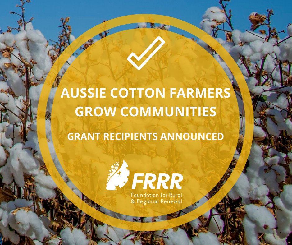 FRRR_Oz's tweet photo. To celebrate #AgDayAU, we’ve announced the latest recipients of the Aussie Cotton Farmers Grow Communities grants program. Thanks to the Bayer Fund 30 #NFP community groups will share in $150,000. 

Learn more: https://t.co/VusZV5vSiE

#ACFGC #philanthropy #WeAreAusFarmers https://t.co/4i6xiIwlTt