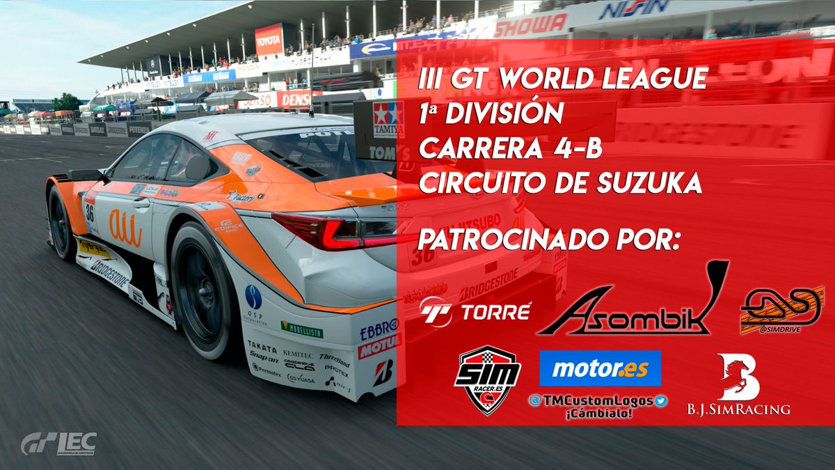 🔴Que sí, que sí

🔴Que hoy es jueves, hoy HAY LEC!!!

🏆#IIIGTWorldLeague

🏁1ª Div.

🚦Carrera 4B en el circuito de Suzuka

⏰22:10h

🎙️Comentaristas: <a href="/fmerinogalaxy/">Fran Merino - Galaxy</a> y @javimamenfabio 

📺Retransmisión oficial:
youtu.be/0gGgvYqGoXE

🥳Contamos contigo!

❤️#LEC #lecesports