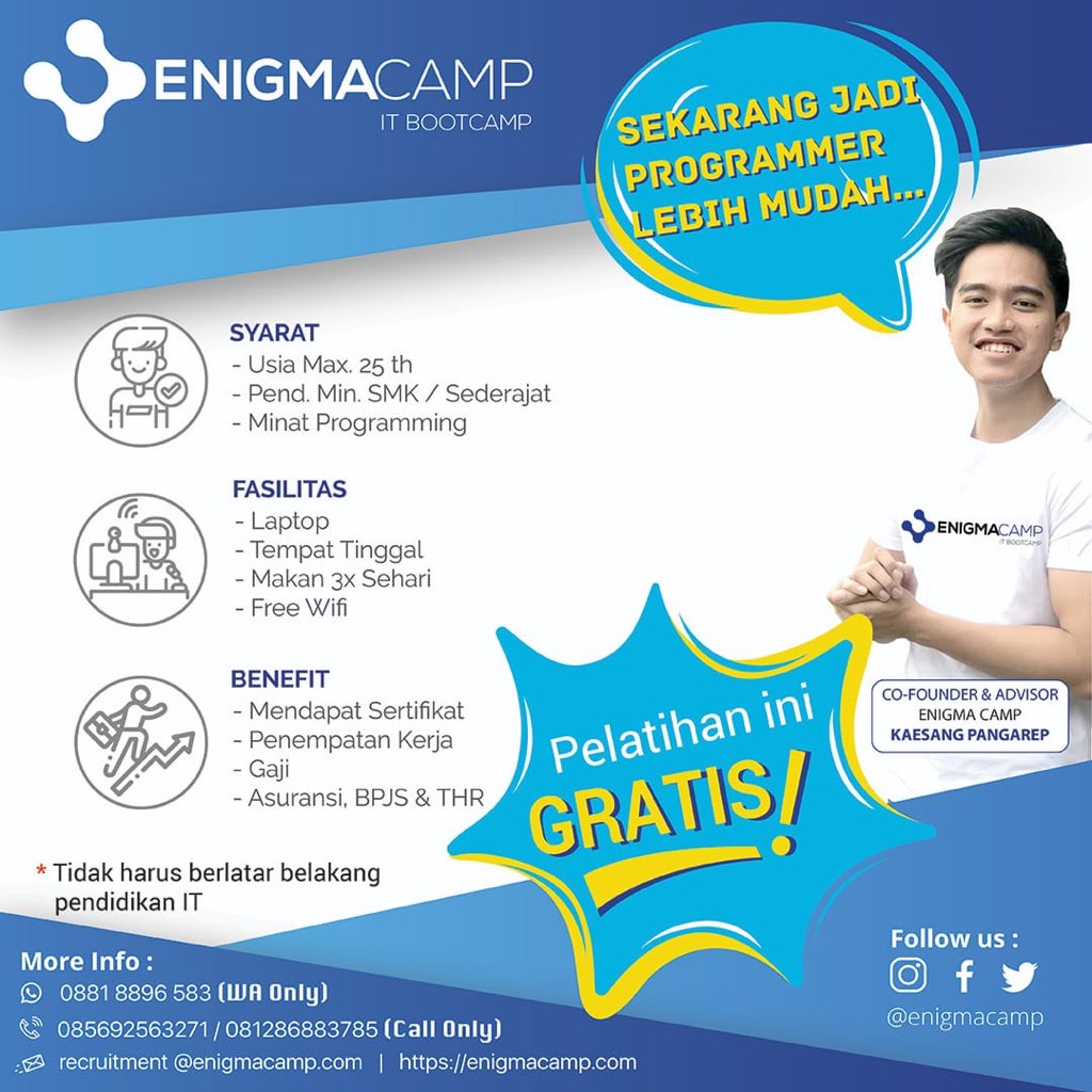 Ikut pelatihan programmer gratis + dapat fasilitas + dicariin kerja