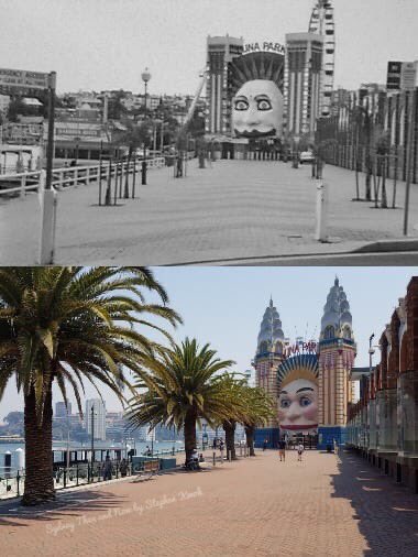 sydthenandnow's tweet photo. Luna Park’s entrance promenade in 1986 and in 2019.

[1986-@Stanton_Library>2019-Stephen Kwok/by Stephen Kwok] https://t.co/a7UXEjp5fC