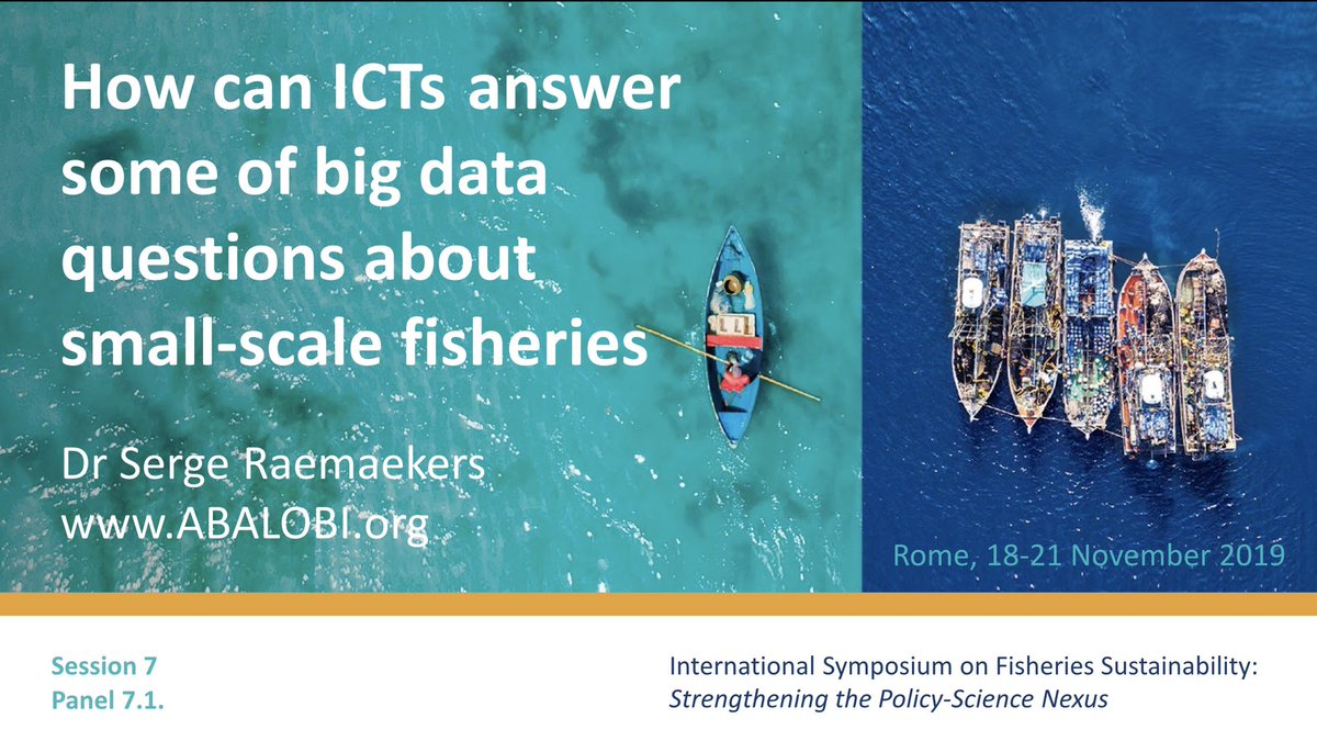 abalobi_app's tweet photo. This #WorldFisheriesDay our Director @Sergeraemaekers addresses the @FAO #SustainableFisheries Symposium 2019 in Rome in his keynote:
How can #ICTs answer some of the #bigdata questions in #smallscalefisheries?
#fisheriesinnovation #ICT4Fisheries #ICT4SSF #FIMs @FAOfish https://t.co/Maf8TX4tv4