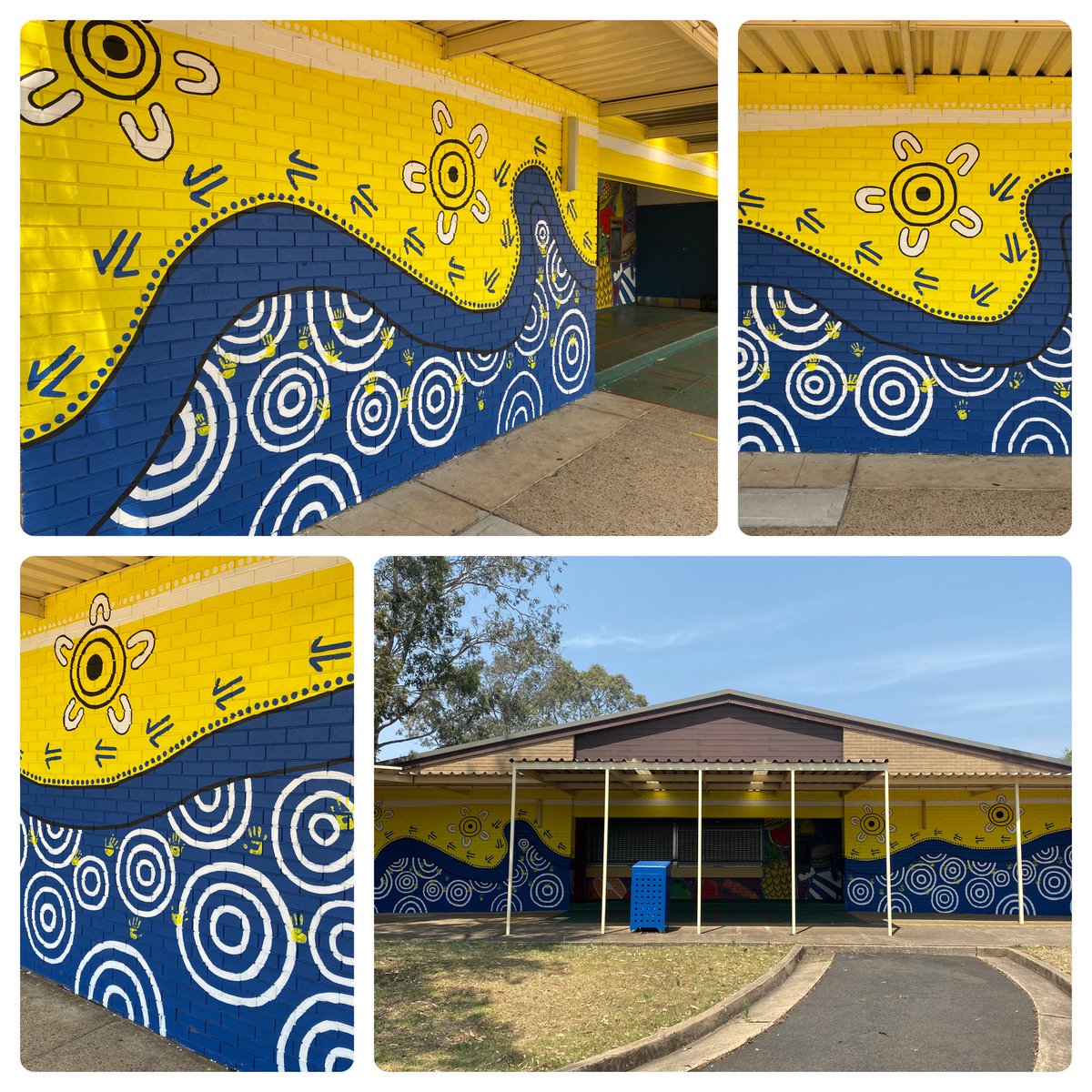 Despite the heat &amp; smoke today I still managed to put the finishing touches on my John Warby Mural. A huge thank you to Fiona, Karen &amp; Melissa for allowing me to work with their students &amp; at my old school that I hold very dear to my heart....