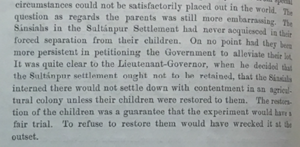 Parents determinedly protested the removal of their children. The UP’s Secretary (top bureaucrat) wrote that ‘On no point had they been more persistent in petitioning the Government to alleviate their lot.’ (27/10/1896). 12