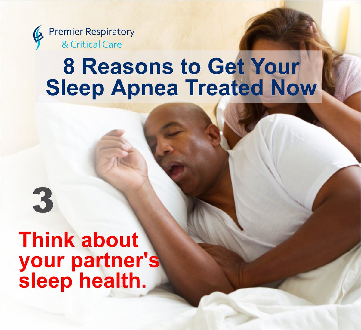 REASON 3

If your own quality sleep isn't reason enough to get treatment, think about the sleep loss and anxiety your sleep apnea is creating for the one next to you.

Get treated today
Call: 0700-22375337

or visit 
prcchealth.com

#SleepApnea #babcook #QueensCollege