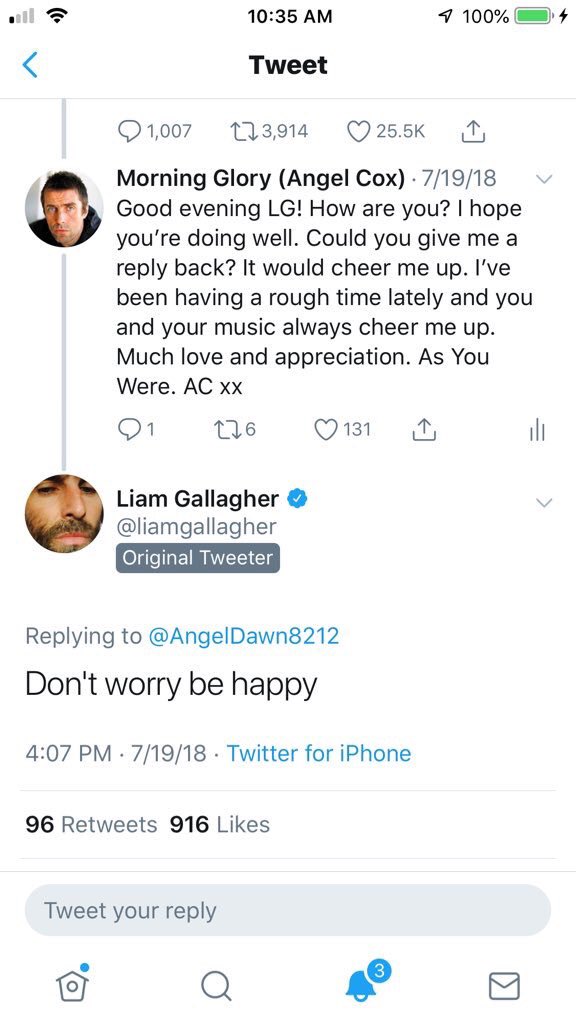 AngelDawn8212's tweet photo. My 3 replies from the God, the King, and my saving grace himself, Liam Gallagher. I got the 1st 7/19/18, 2nd one on 9/4/18, and the 3rd 11/21/19. Thank you Liam for being amazing, being you, being my saving grace, and always being real. Love you always Liam. AC xx @liamgallagher https://t.co/OiuWtvaSvZ