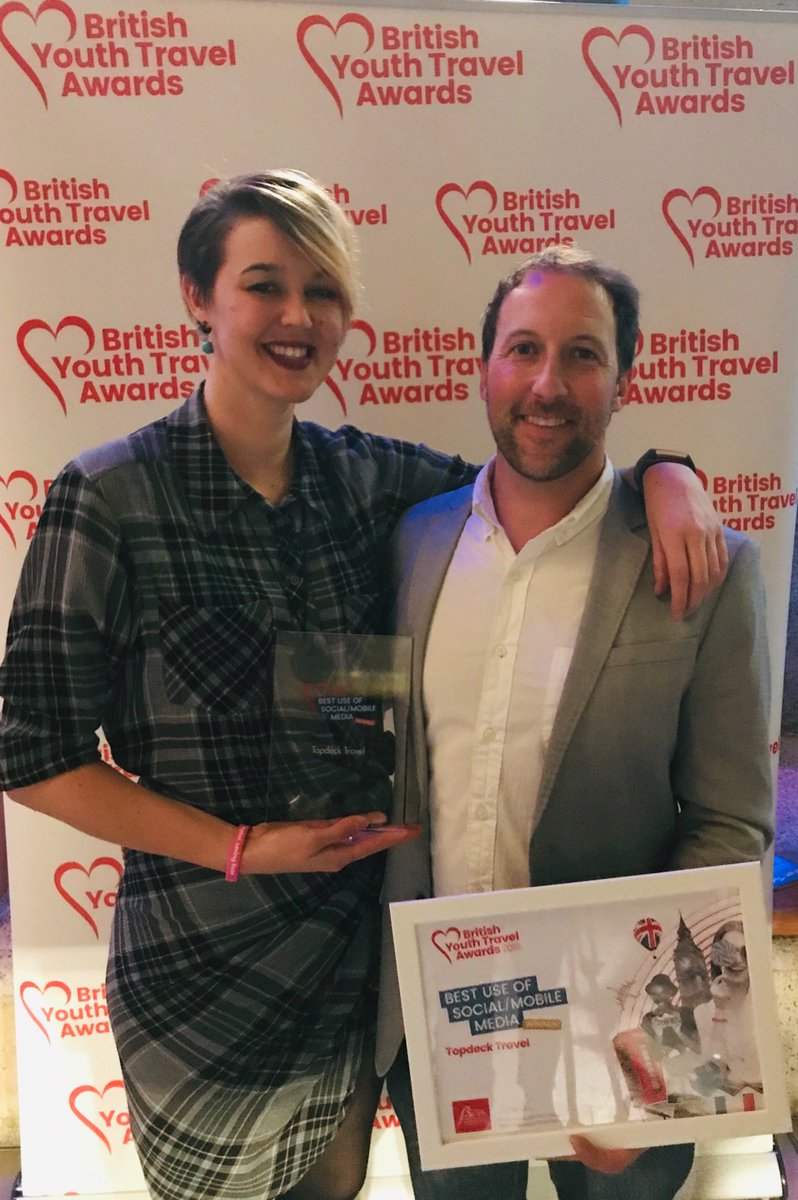 So proud of the <a href="/TopdeckTravel/">Topdeck Travel</a> team for winning the award for Best Use of Social Media at the British Youth Travel Awards last night. Second year running too! <a href="/BETAUK/">BETA</a>