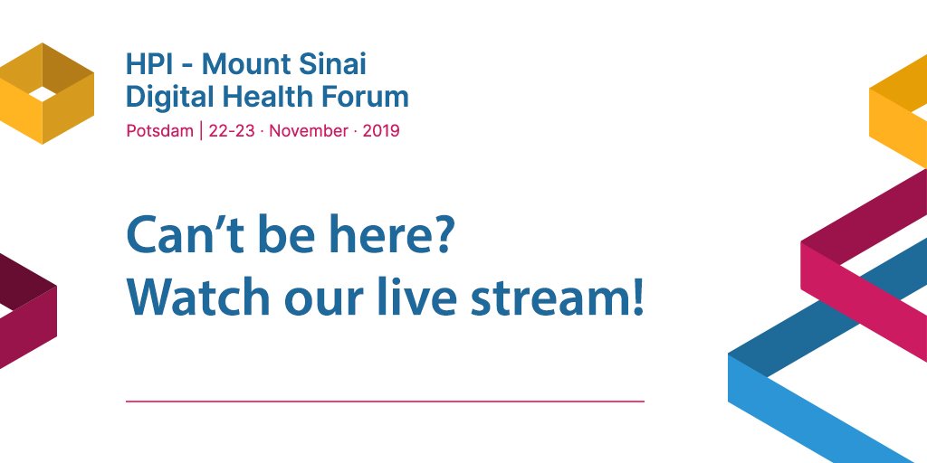 HPI_health's tweet image. You can’t be at the HPI - Mount Sinai #HPI_Health forum today but don’t want to miss out? No problem, follow the event live via #teleTASK: ow.ly/uGJv50xfWTz

#DigitalHealth #PrecisionMedicine #BigData