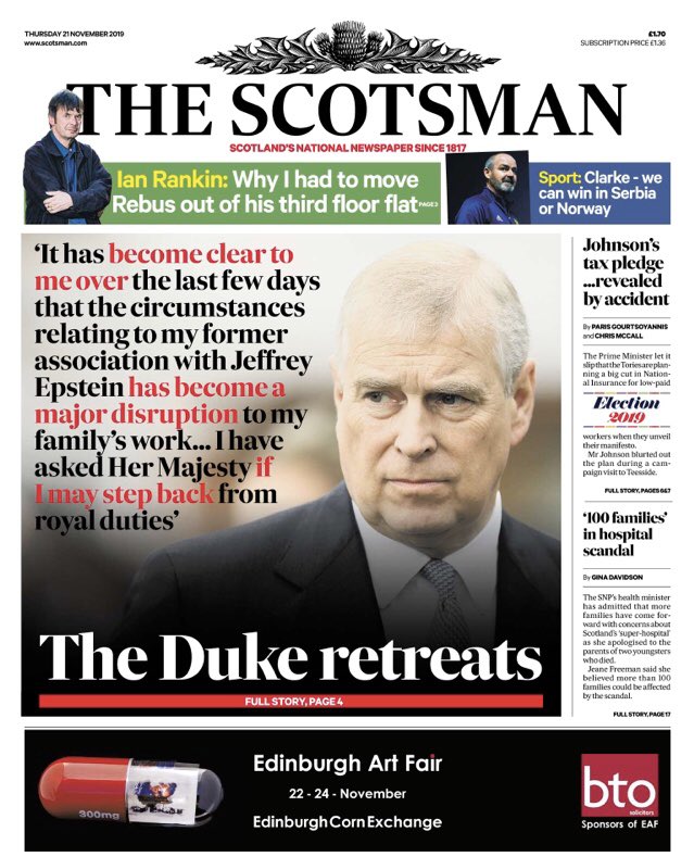 zenjournalist's tweet photo. Front page of @TheScotsman today #GoodbyeAndrew https://t.co/XhfrJbP7bn