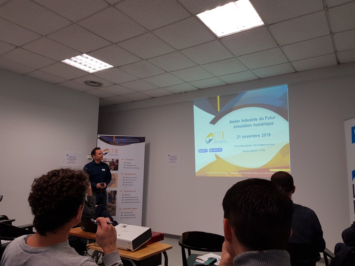Aude_Errien's tweet image. [Atelier #IndustrieduFutur #SimulationNumerique] 1ère présentation du @CTTM_LeMans sur l&apos;intérêt de la simulation que ce soit sur les procédés de transformation que sur les pièces industrielles cc @cci72 @JB_Benard_CCI49