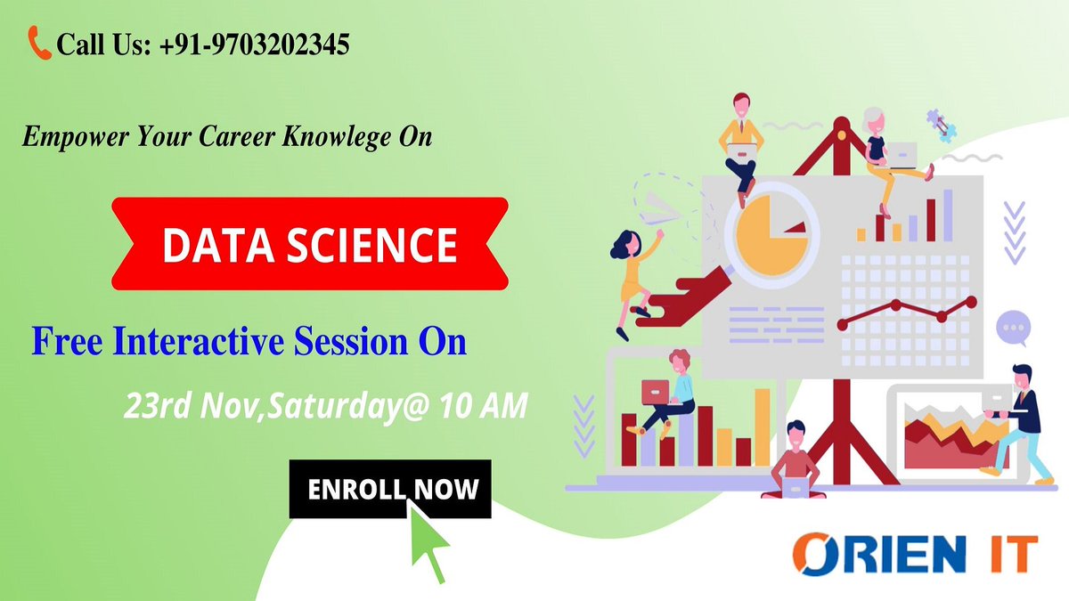 Orien_IT's tweet image. Get Enrolled For The Free Interactive #DataScienceDemo Session In #Hyderabad By #OrienIT Scheduled On 23rd Nov, #Saturday @ 10 AM.
For Free Registration: bit.ly/2OrHakE
For More Details: bit.ly/2IVNjFB
#datasciencetraining #datasciencecourse @analyticbridge