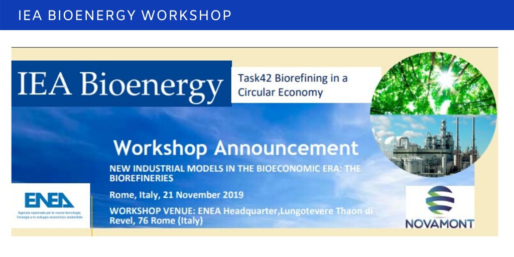 IEABioenergy's tweet photo. #HappeningNow in #Rome the @IEABioenergy #Task42 workshop "New industrial models in the #bioeconomic era: the biorefineries", focused on #bioenergy &amp; #biorefineries in #Italy organized in collaboration with @ENEAOfficial  &amp; @Novamont 
➡ https://t.co/qns2uONYGA https://t.co/YHZQNLTzMF