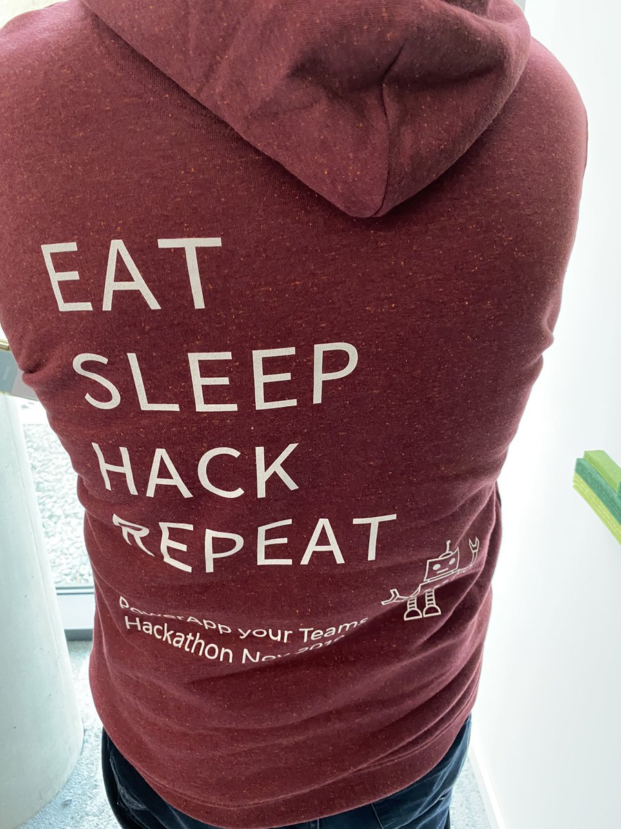 #powerteams #motto #hackathon #hoodie #red #eat #sleep #hack #repeat #Microsoft #PowerPlatform