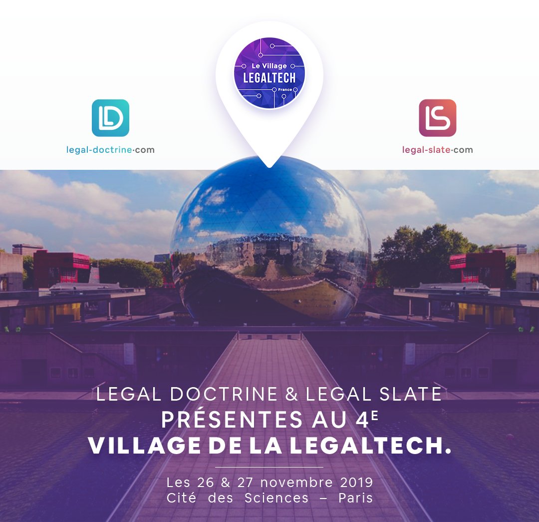 <a href="/legal_slate/">Legal Slate</a> &amp; <a href="/LegalDoctrine/">Legal Doctrine</a>
présentes au 4e Village de la Legaltech à Paris. 🇫🇷
🎤 <a href="/WalidGhanemi/">Walid GHANEMI</a>, CEO, interviendra à l'occasion de la table ronde intitulée "Entreprendre dans la #legaletch en Afrique, réalités et opportunités".🚀
🔴 Rendez-vous mercredi 27 novembre à 12h.