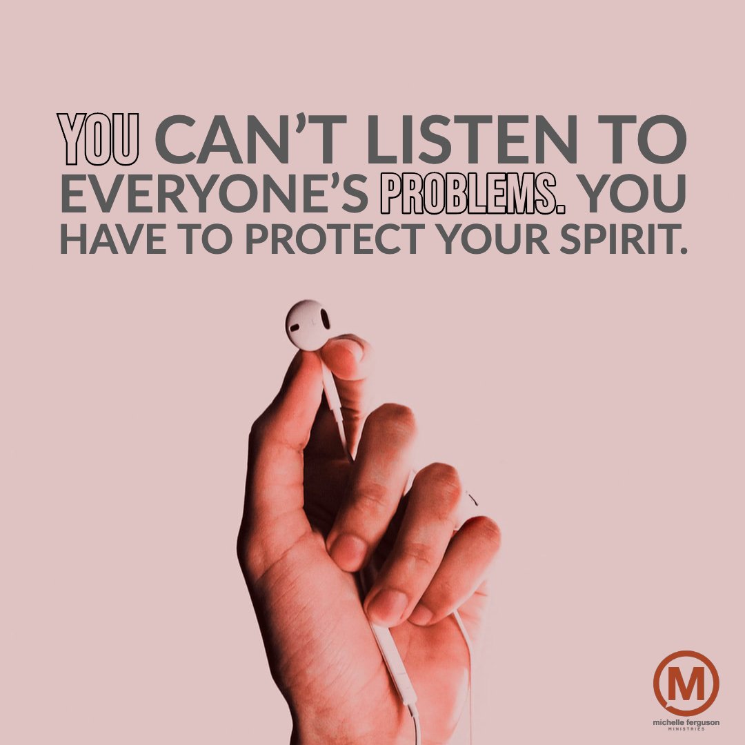 MiChelleFergus_'s tweet photo. You can't listen to everyone's problems. You have to protect your spirit.
#mfm #michelle #michelleferguson #michellefergusonministries #womeninministry #mininstry #preach #teach #faith #trust #believe #spirit #protectyourspirit #michelleaferguson https://t.co/mZZd6NBn1a