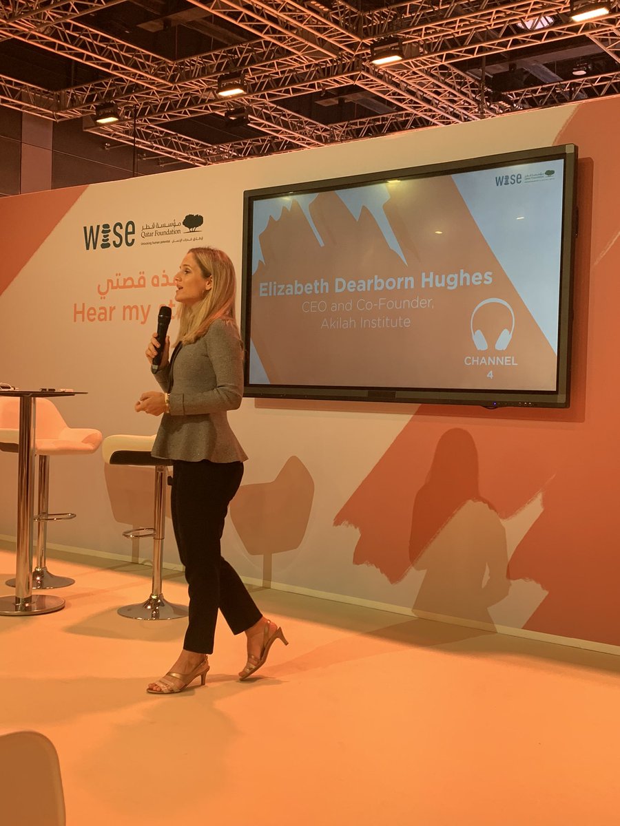 @EDearbornH at Hear my Story @WISE_Tweets discussing how we build affordable accessible models of education #WISE19 #WISETurns10 #wiseprize
