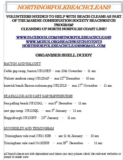 hello here is the next #beachclean #list #northnorfolk 
<a href="/mcsuk/">Marine Conservation Society</a> <a href="/SeaChampions/">Sea Champions</a> @SupportNWT <a href="/River_Care/">RiverCare&BeachCare</a>
 <a href="/shellydee78/">Shelly Dee</a> <a href="/visitnorfolk/">Visit Norfolk</a> <a href="/NorthNorfolkDC/">North Norfolk District Council</a> <a href="/nthnorfolknews/">North Norfolk News</a> <a href="/EDP24/">Eastern Daily Press</a> <a href="/nnrofficial/">North Norfolk Radio</a> <a href="/BBCNorfolk/">BBC Norfolk</a>
 <a href="/NorfolkTrails/">Norfolk Trails</a> <a href="/EveningNews/">Norwich Evening News</a> <a href="/norfolkbroads/">NorfolkBroads.com</a> <a href="/GYMercury/">Great Yarmouth Mercury</a> @HorseySeals <a href="/SealShoreWatch/">Seal And Shore Watch UK</a>