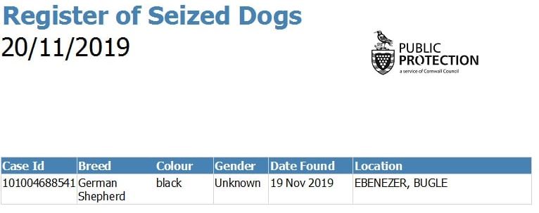 List of #dogs held by our Dog Welfare and Enforcement Officers as of 20/11/19. Remember if a member of the public collects a stray dog they have a legal duty to notify the Council. Contact us on 0300 1234 212 if you find a stray dog or believe you are the owner of a dog listed