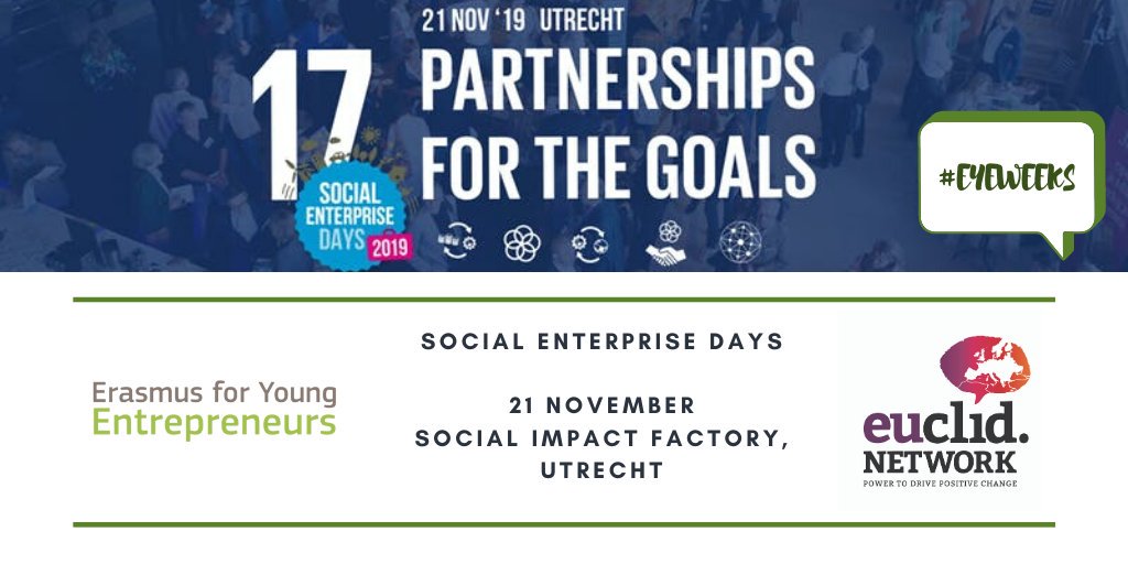 Happy #SocialEnterpriseDay!
EN's contributing to this day with a workshop on cross-border cooperation, working towards SDG17 as well sharing concrete steps to accessing EU funding and building partnerships through entrepreneur-exchanges! #EYEweek #Utrecht
bit.ly/EYE-SEEDplus