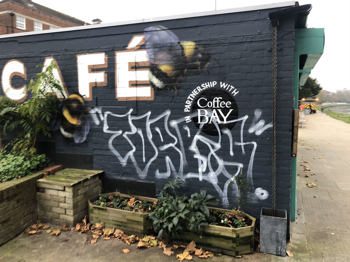 Gingerbeescafe's tweet photo. @MPSGrove after a quiet few months of no Graffiti we walk in to find this. Happened between Tuesday afternoon and Thursday morning. Please help us look into this. https://t.co/rVbJV57RZI