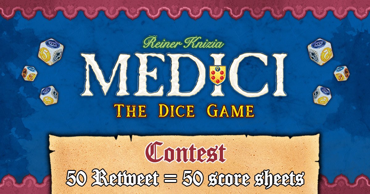 #Medici: the Dice Game #Kickstarter campaign is live! 
Pledge today: bit.ly/GrailGames-Med…
To thank our backers, every 50 retweet of this tweet, 50 score sheets will be added to the game to play even more! 😉