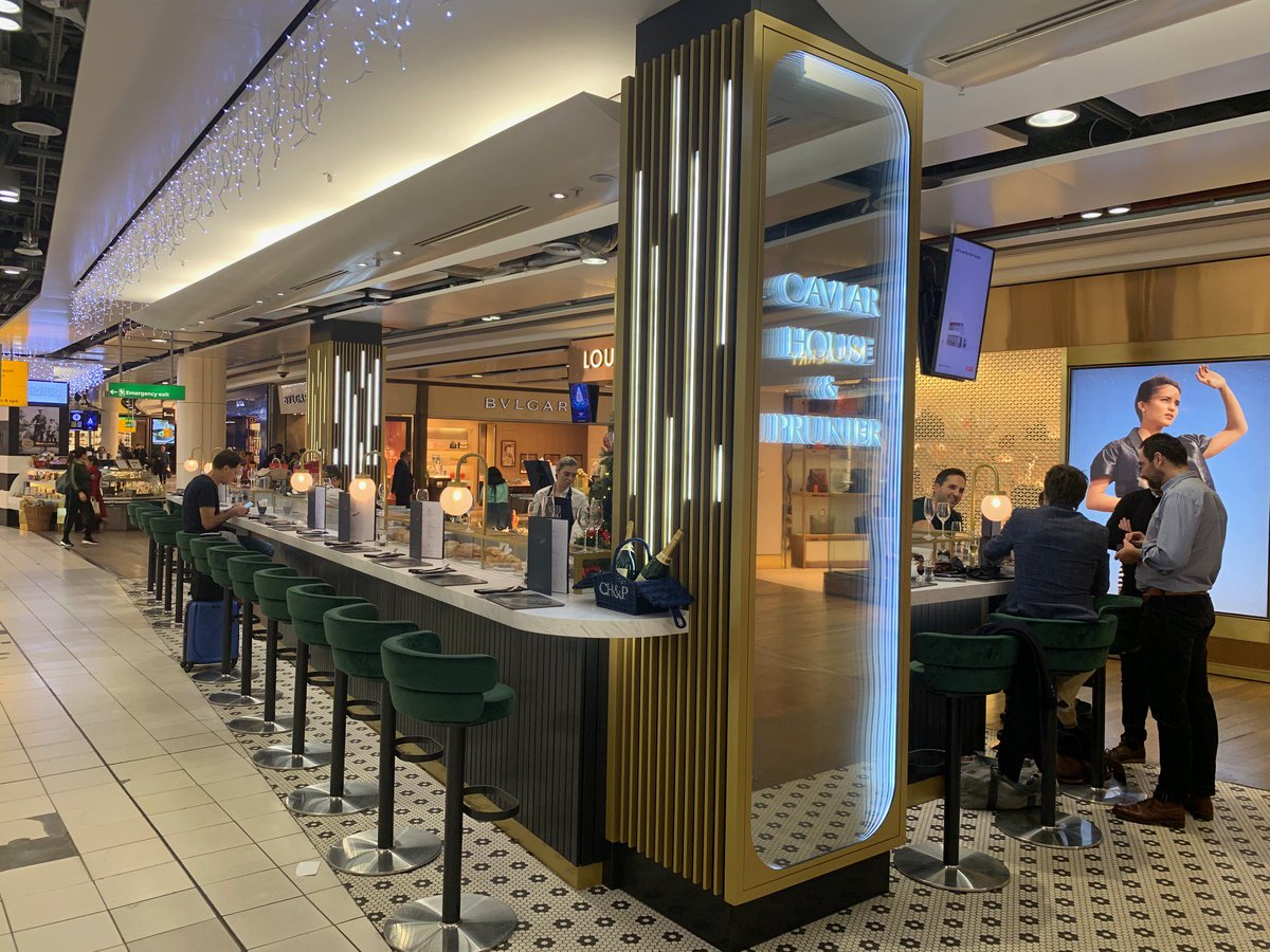 hackpenhill's tweet image. Great to see the new Caviar House and Prunier seafood bar open in @HeathrowAirport Terminal 3. A fantastic new addition to the ongoing transformation of this part of the terminal. More great work by @PAShopfitting