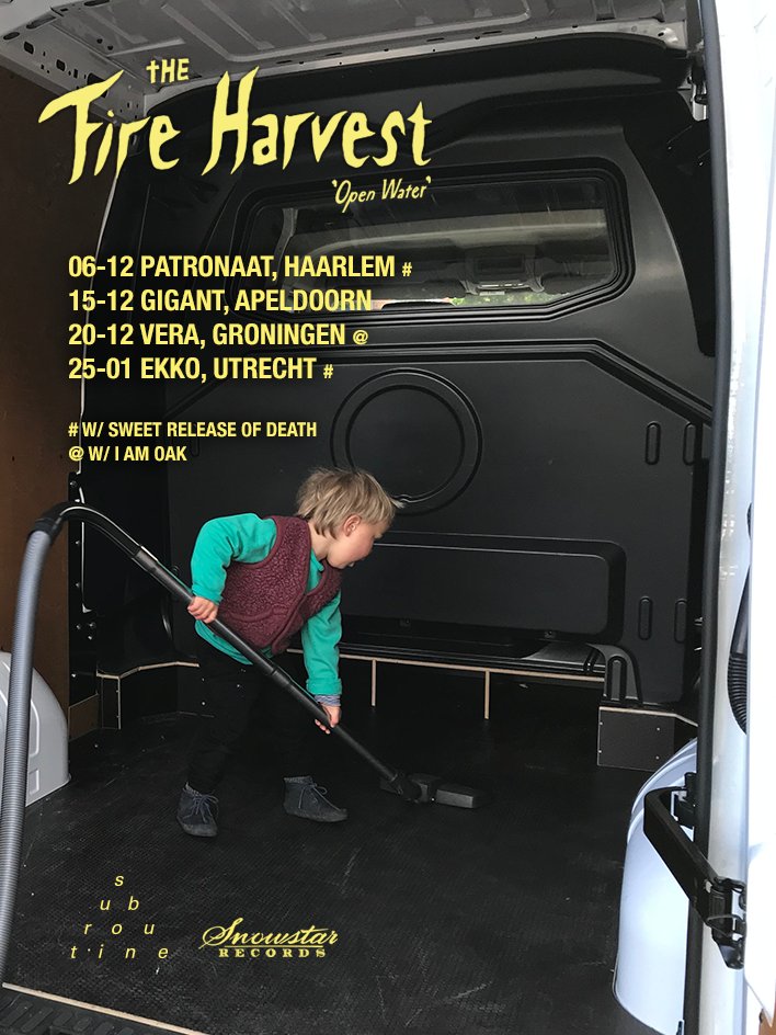 snowstarrecords's tweet photo. The Fire Harvest will hit the stage again this December and January. Catch them playing at:

06-12 Patronaat, Haarlem 
15-12 Gigant, Apeldoorn
20-12 Vera, Groningen 
25-01 Ekko, Utrecht 

Get your tickets at https://t.co/2cXslAqin5 https://t.co/XrWsEyFizn