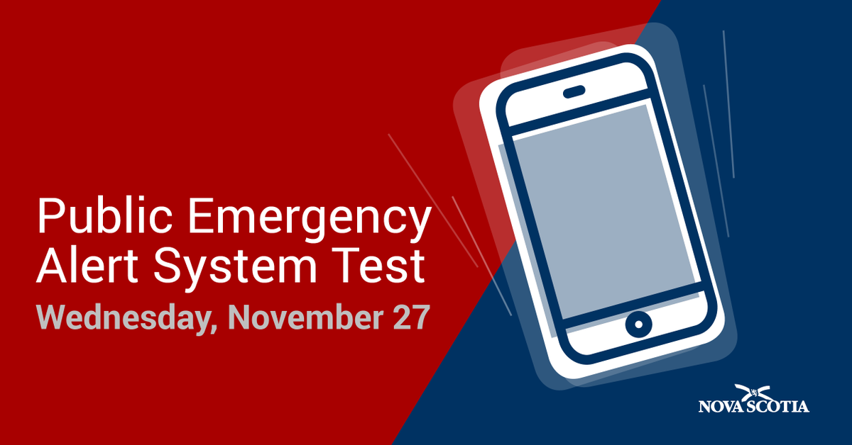 A test of the #Alertready system will be conducted on television, radio and compatible mobile devices at 1:55 pm on November 27, 2019. Visit alertready.ca for more information.