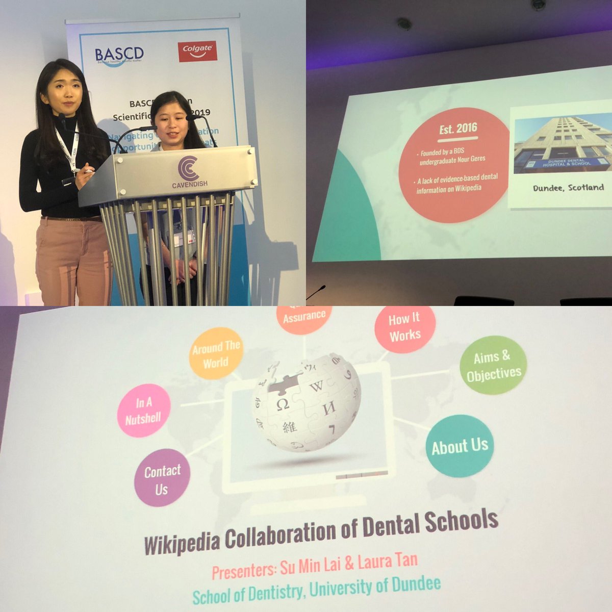 bascd_uk's tweet photo. The winners of the Borrow Foundation poster prize present their work on updating and verifying dental Wikipedia content. Well done on this innovative and useful work. #communication #BASCDLondon @DundeeDental https://t.co/8wBaSkUda3