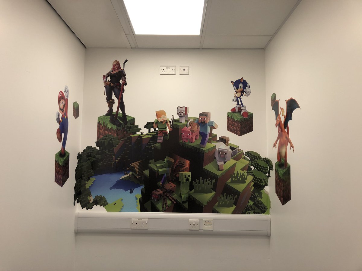 spencersigns's tweet photo. ‘Grant’s Room’ a gaming room inspired design with all your favourite gaming characters in mind🕹In honour of a very special employee from Russell’s Hall who believed in making the hospital a better place🏥✨👏🏼 #thankyouforyourdonations #hospital #vinyl #childrensroom #colourful https://t.co/aXITgYzL9f