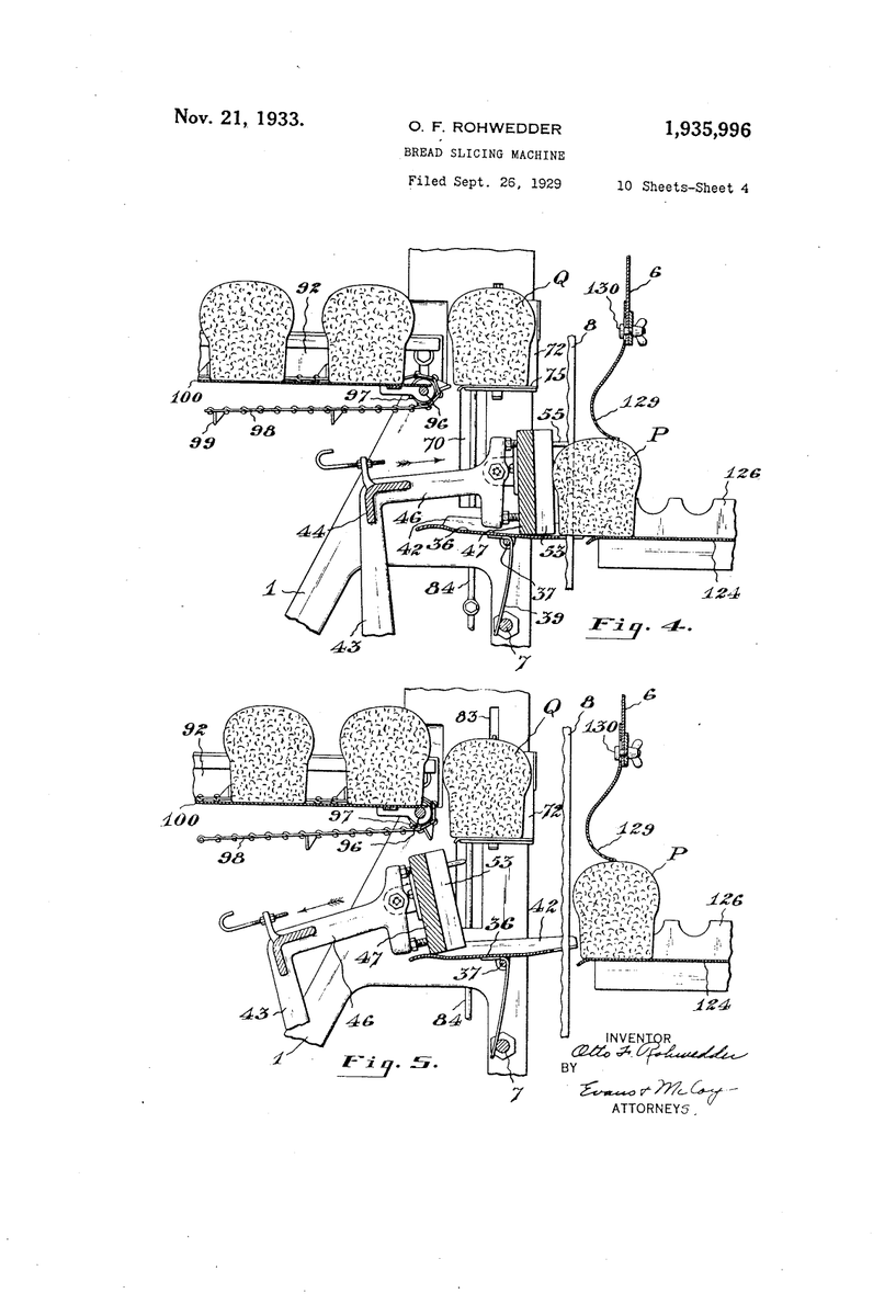 AdamMossoff's tweet photo. On this date in #innovation history: Otto F. Rohwedder receives his second #patent in 1933 for his #invention of sliced bread. The first patent issued in 1932. He would be accused today of "evergreening" for his follow-on innovation. #PatentsMatter #GreatestThingSince @uspto https://t.co/cw5Ux9UjOG