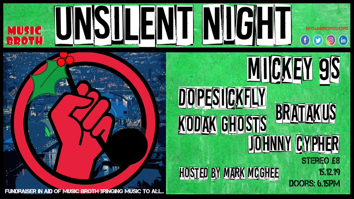 .@MusicBroth proudly presents Unsilent Night for the second year! An evening of great music, great company and great causes!
bit.ly/2SonGh2