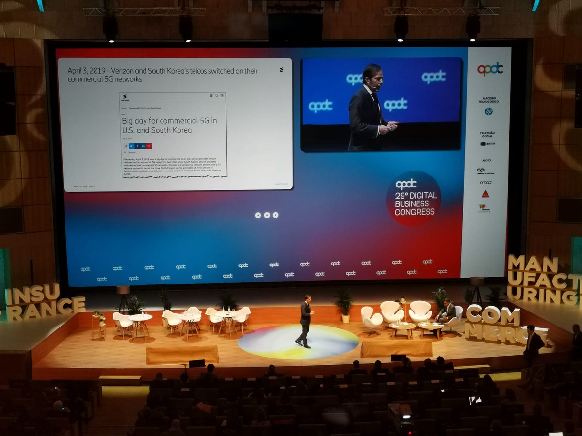 APDC's tweet photo. IR: para desmitificar alguns mitos em torno do 5G, em torno de nãos e justificar ainda o seu arranque. Exemplifica com o projeto com a Altice de utilizar o 5D para otimizar e coordenar os serviços criticos, como de emergência, policia e municipais #apdc2019 https://t.co/sHDVK4FdCb