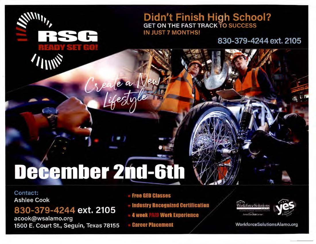 WSASanAntonio's tweet image. We are offering a fast track to success series @AlamoColleges1 Central Texas Technology Center the first week of December. Didn&apos;t finish high school? Get on the fast track to success in just 7 months!

#Jobs
#Education
#PaidWorkExperience

@SeguinISD @NewBraunfelsISD