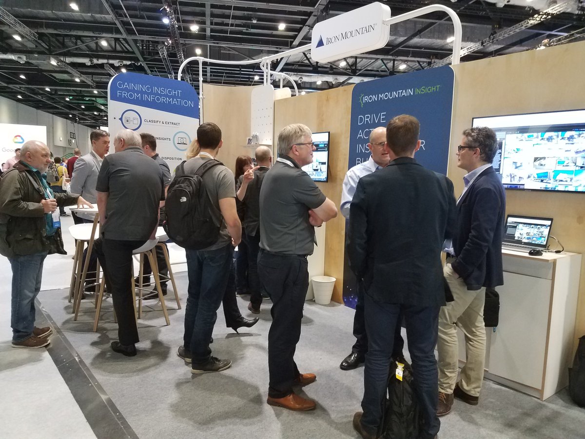 IronMountain's tweet photo. We've had a great time meeting with all of you at #GoogleNext19! There's still time left to visit us at booth V18 and get a demo of #IRMInSight. Mine your data to uncover new revenue stream opportunities and cost savings. #AI #MachineLearning https://t.co/fayr4ZLpO4
