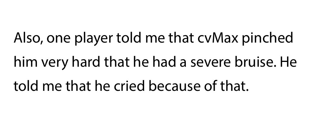 “GRF players mentioned bruises. CvMax said this has to do with Chovy, it was also at the 2018 Summer Finals against KT during the VOD review. According to him, he suddenly gripped the base of Chovy’s thigh which left a mark and later bruised. Cvmax deeply apologizes for this.”