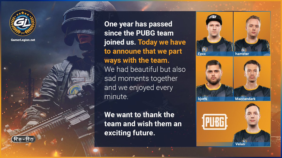 GamerLegion's tweet photo. Update regarding our #Pubg roster. https://t.co/sBAAGbjNmZ