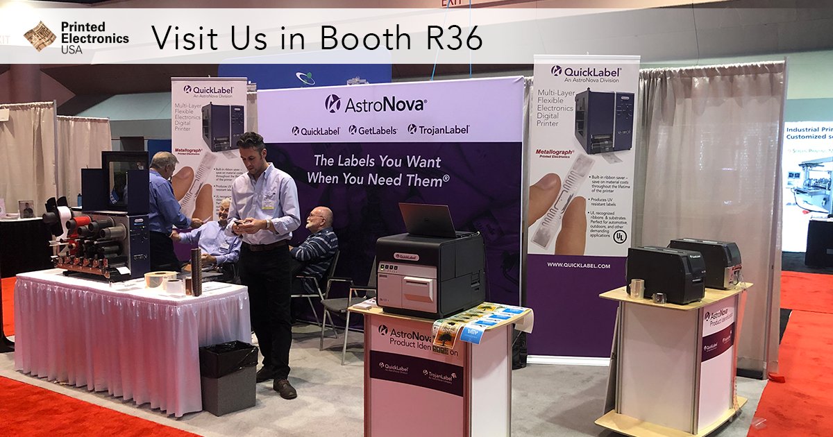AstroNovaProID's tweet image. Day two at Printed Electronics USA showcasing our professional solutions for printing flexible electronics with our QLS-4100Xe multi-layer flexible electronics digital printer! Visit us in booth R36 today! #PrintedElectronics #FlexibleTech #FlexibleElectronics