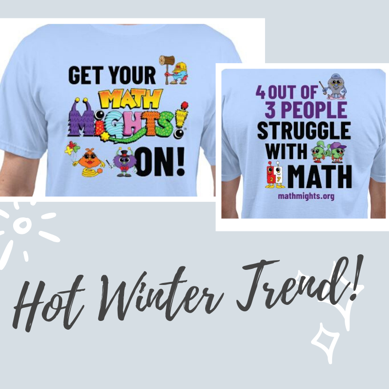 SIS4Teachers's tweet photo. We predict that #mathmights will be all the rage in the hallways this winter! Grab one of our new t-shirts and take Math Mights on the go - just in time for Christmas!
https://t.co/IIYO42Nl0K https://t.co/HHna38rY44