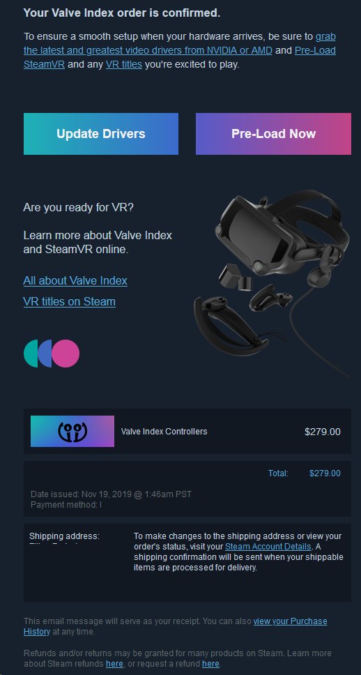 steam valve index shipping