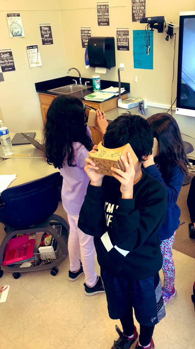 5MissCunningham's tweet image. Students checking out their “ideal schools” on @CoSpaces_Edu via @GoogleARVR I am so impressed with these projects! Students absolutely rocked their coding unit! #codingisawesome @Washington_NJ