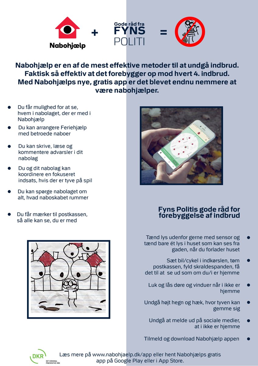 Gode råd for at forebygge indbrud. Vi anbefaler at i tilmelder jer @nabohjaelp og downloader deres nye fine app 😃📲#politidk #nabohjaelp @krimforebyg https://t.co/TTrcy2QVAD