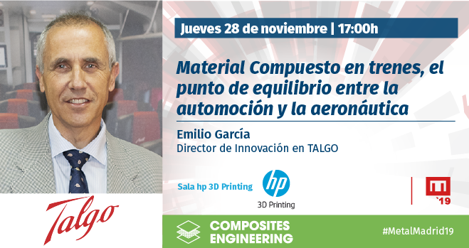 CompositesSpain's tweet photo. Ya está disponible el programa de #CompositesEngineering organizado junto con @AEMAC_
Contaremos con 👉 @Eurecat_news @TalgoGroup @tsisl_oficial @ZiurComposites Nos vemos en @MetalMadridEs
#MaterialesCompuestos #CompositesSPAIN19 #MetalMadrid19
🔗 https://t.co/WlI8IJwUUN https://t.co/k9VIs6FEmp