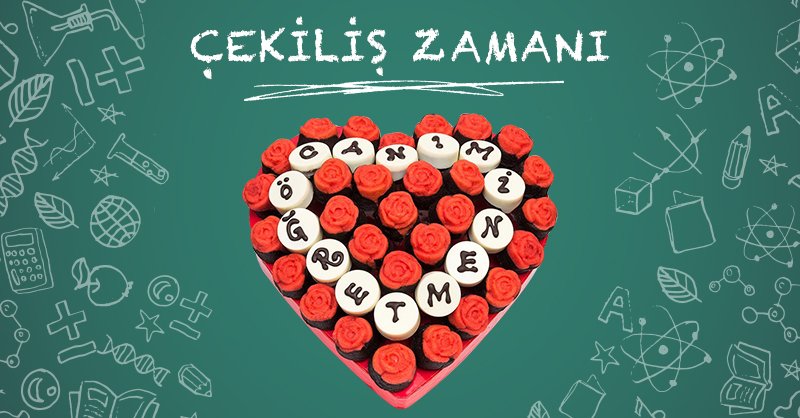 Çekiliş #varvar! 
3 şanslı kişiye "Canım Öğretmenim Kalpli Kek" hediye!🎉
Kazanmak için yapman gerekenler çok basit:
-#ÖğretmenimDiyoKi etiketi ile öğretmeninin en klişe sözünü paylaş,
-Bizi takip etmeyi ve bu tweeti RT edip beğenmeyi unutma!
Sonuçlar yarın 12.30'da açıklanacak.