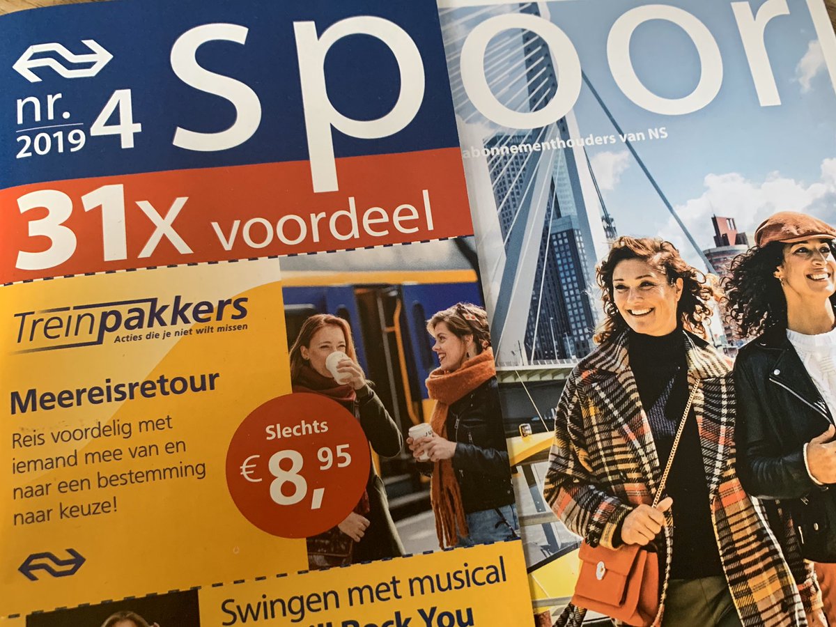 Vanaf vrijdag 22 november op de mat bij 1,3 miljoen vaste klanten van NS: SPOOR 4. Al weer de laatste editie van het jaar, met extra aandacht voor #Rotterdam #Amersfoort en #Brussel  En natuurlijk met de fijnste aanbiedingen in het hele land! #spoorlaathetjezien