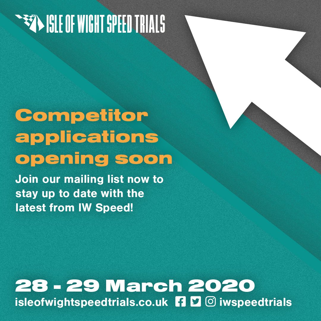 On your marks! We've been working hard to get everything ready for competitors applications, which will be opening soon!  Don't miss out on your opportunity to compete, oin our mailing list  to get the  latest news and updates from the Isle of Wight Speed Trials 2020.  #iwspeed