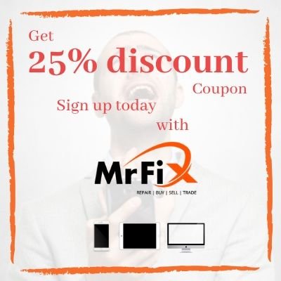 MrFixMobileRepa's tweet image. Visit and signup on Mr. Fix official website to get a 25% discount coupon for your next Mobile 📱, Tablet or Laptop 💻 Repair 👨‍🔧 Service. Sign-Up - mrfixs.net/sign-up.php