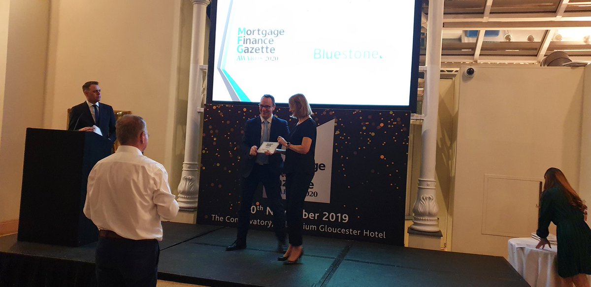 BluestoneMortg's tweet image. Congratulations to the whole team at @BluestoneMortg and our sister business, Fignum, for winning the category for "Best Use of Technology - Lenders" at the Mortgage Finance Gazette awards last night. 

Well done everyone!!
#lending #mortgages #newtechnologies #BluestoneMortgages